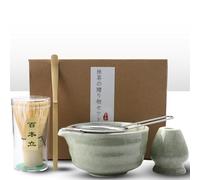 Flearitzo Matcha set Juego de té Matcha de 5 piezas Juego de té japonés batidor de Matcha de Chasen Cuenco de Matcha Cuchara (Chashaku) Colador Soporte para Batidor para hacer té Matcha