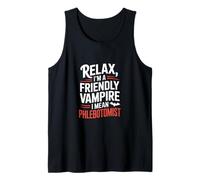 Flebotomista Divertido Diciendo Relax Soy un Vampiro amigable Camiseta sin Mangas