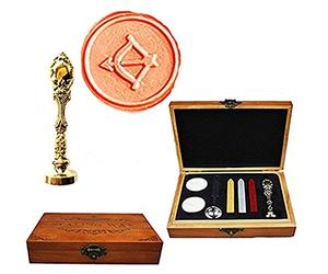 Flecha Borradores Brújula Caja de madera de lujo oro Metal pavo invitaciones de boda tarjeta de regalo papel inmóvil sello de cera sello cera palo derretimiento cuchara madera caja regalo kit
