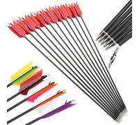 Flecha de Carbono de 30 Pulgadas Flecha de Tiro con Arco Flu-Flu 500 Spine Flecha de Tiro para Arco Compuesto Arco Recurvo 6/12pcs (1rosa1rojo1naranja1blanco, 6)