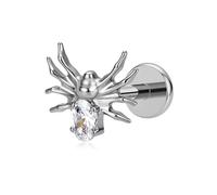 FLECHAZO Pendientes de titanio con parte trasera plana para mujer, tornillo frontal roscado interno, grado de implante ASTM F136, 16G - 18G intercambiables, 16G, 18G, Titanio, ASTM F136, ágata musgo