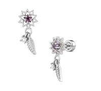 FLECHAZO Pendientes de tuerca de acero inoxidable 316L con parte trasera plana para mujer, joyería de piercing para cartílago con acento de circonita cúbica y diseños inspirados en la naturaleza