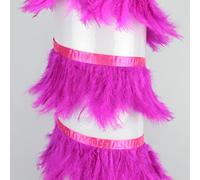 FLECO DE PLUMAS TINTADAS DE MARABÚ CON RIBETE DE SATÉN, ANCHO 14cm (FUCSIA, 1)