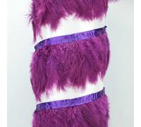 FLECO DE PLUMAS TINTADAS DE MARABÚ CON RIBETE DE SATÉN, ANCHO 14cm (VIOLETA, 1)
