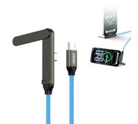 Flecom Cable de carga invisible tipo C de 240 W, cable de carga súper rápido, cargador de teléfono plano con soporte