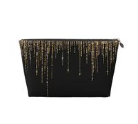 Flecos de Brillo Brillante de Oro Negro, Bolsa de artículos de tocador Bolsa de Maquillaje Bolsa de cosméticos Bolsa de artículos de tocador de Viaje portátil