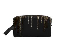 Flecos de Brillo Brillante de Oro Negro, Bolsa de Maquillaje Bolsa de cosméticos Bolsa de artículos de tocador de Viaje portátil Organizador de Bolsa de Maquillaje