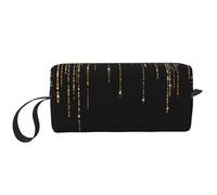 Flecos de Brillo Brillante de Oro Negro, Bolsa de Maquillaje Bolsa de cosméticos Bolsa de artículos de tocador de Viaje portátil Bolsa de Maquillaje