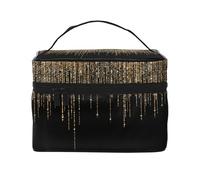 Flecos de Brillo Brillante de Oro Negro, Bolsa de Maquillaje Bolsa de cosméticos Bolsa de Aseo de Viaje portátil Estuche para lápices