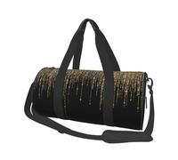 Flecos de Brillo Brillante de Oro Negro, Bolsa de Viaje de Gran Capacidad, Bolso Redondo, Bolsa de Viaje Deportiva, Bolsa de Mano, Bolsa de Fitness