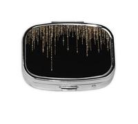 Flecos de brillo brillante de oro negro, Pastillero cuadrado para bolsillo o monedero, pequeño contenedor de pastillas, organizador de pastillas de viaje