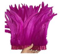 Flecos de plumas Adornos de plumas cola gallo, 25-30cm/10-12 pulgadas, accesorios decoración DIY for vestido, cinta for manualidades, penacho 2 metros para ropa de fiesta(Rose Red 1)