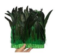 Flecos de plumas Adornos de plumas cola gallo, 25-30cm/10-12 pulgadas, accesorios decoración DIY for vestido, cinta for manualidades, penacho 2 metros para ropa de fiesta(Green)