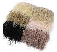 Flecos de plumas de avestruz esponjosas de 15-18 cm, cinta de plumas de avestruz para vestido de fiesta, plumas decorativas, color gris oscuro, 15-18 cm