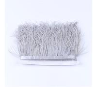 Flecos de plumas de avestruz naturales de 1 metro, 6-8 cm, plumas decorativas para manualidades, vestidos, faldas, accesorios de costura, color gris claro, 6-8 cm