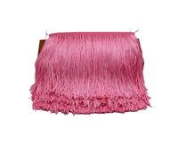 Flecos, Flecos para Coser Largos Cinta de encaje con flecos y borlas poliéster 20 cm largo for coser vestidos latinos, cortinas, accesorios costura DIY(Pink,5yard)