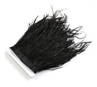 Flecos negros de plumas de avestruz de 1 m con cinta de satén para vestidos, costura, manualidades, disfraces, paquete de decoración