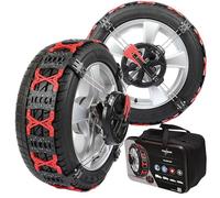 Fleece Grip - Par de cadenas de nieve frontales para neumáticos de automóviles - Agarre y agarre de una cadena - Sobre nieve y hielo - Voltaje y montaje rápido y fácil - Tensión y centrado automáticos
