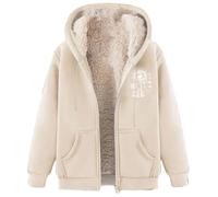 Fleece Jacket Women Full Zip Up Hoodie Chunky Warm Fall Winter Coat Cute Fuzzy Sherpa Lined Jacket with Pockets