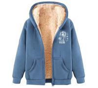 Fleece Jacket Women Full Zip Up Hoodie Chunky Warm Fall Winter Coat Cute Fuzzy Sherpa Lined Jacket with Pockets