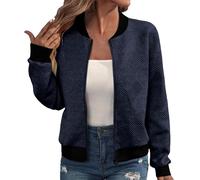 Fleece Jackets For Women Lightweight Full Zip Jacket Soft Long Sleeve Zip Up Hoodies Crew Neck Sweatshirt Monos De Vestir Mujer Invierno Chaqueta Dama (Navy, XL)
