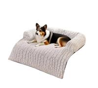 Fleece & PP Cotton Pet Sofa Bed | 80x75cm Removable Non-Slip Raised Edge Furniture Protector | Calming Dog Couch Bed Mat - for Bedroom Living Room Porch Patio Balcony Nursery Play Area Apartment