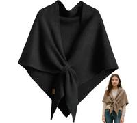 Fleece Shawl Wrap for Women, Women's Cardigan Shawl, Soft Open Front Poncho Sweater, Soft Comfortable, for All Seasons (Black)