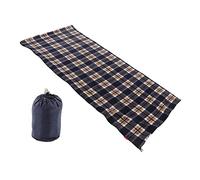 Fleece Sleeping Bag for Adults, Portable Camping Sleeping Bag, Lightweight Warm Fleece Liner with Machine Washable Design, Compact Foldable for Outdoor Travel Hiking Climbing and H (Cuadrícula Azul