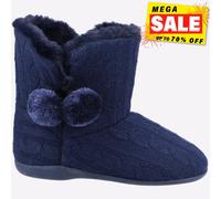 Fleet & Foster Apple Mujer Acogedor Comodidad Forro Punto Botín Pantuflas Marino