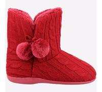 Fleet & Foster Apple Mujer Acogedor Comodidad Punto Botín Pantuflas Rojo