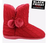 Fleet & Foster Apple Mujer Acogedor Comodidad Punto Botín Pantuflas Rojo