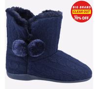 Fleet & Foster Apple Mujer Acogedor Comodidad Forro Punto Botín Pantuflas Marino