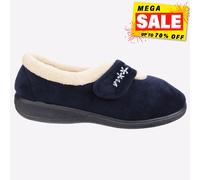 Fleet & Foster Capa Mujer Moda Informal Memoria Espuma Velour Pantuflas Marino