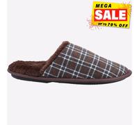 Fleet & Foster Hombre Rhys Casual Confort Forrado Pantuflas Zapatillas Marrón