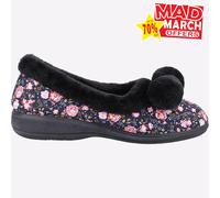 Fleet & Foster Jilguero Mujer Acogedor Comodidad Pantuflas Zapatillas Negro