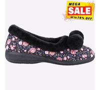 Fleet & Foster Jilguero Mujer Acogedor Comodidad Pantuflas Zapatillas Negro