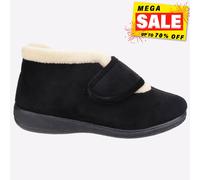 Fleet & Foster Levitt Mujer Moda Informal Velour Memoria Espuma Pantuflas Negro