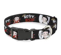 Fleischer Studios, Inc. Collar para mascotas, collar de perro, hebilla de plástico, Betty Boop Angel y diablo poses con texto negro, blanco y rojo, 9.5 a 14.5 pulgadas 0.5 pulgadas de ancho