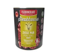 Fleischeslust Comida húmeda para perros y gatos | Steakhouse cabra pura (6 x 800 g) | latas de carne pura | monoproteína | alimentos complementarios | sin cereales | sensible