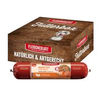 Fleischeslust Salchicha para perros, pavo magra con batata, caja de comida (6 x 800 g), sensible, comida húmeda, resistente a los cortes, sin cereales, pienso completo para perros adultos