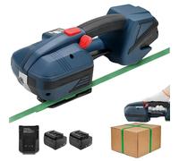 Flejadora eléctrica con pantalla LCD, empacadora portátil para flejes de PP y PET de 1/2 a 5/8 pulg., 110 V, 220 V, 4000 mAh, batería, automática, para cajas y paletas, pistola(Dual batteries)