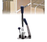 Flejadora manual de alta resistencia de 13 mm - Máquina envasadora de PET de alta eficiencia y funcionamiento silencioso | 3 en 1: apriete, bloquee y corte en segundos | Sin ruido | Metal duradero p