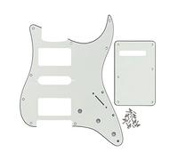 FLEOR 11 hoyos HSH Guitar ST Pickguard y juego de placas traseras para EE. UU. / ST estándar mexicano estilo moderno, 3 capas blanco marfil