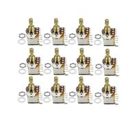 FLEOR 12PCS A250K Push Push Bounce Switch-Potentiometer Audio Taper Poti Breve Dividido Eje de Cobre para Guitarra Eléctrica Bass Volumen/Tonregler