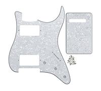 FLEOR 2 golpeadores Humbucker Cut HH ST Guard y placa trasera de trémolo para guitarra ST estándar americana, 4 capas, color blanco perla