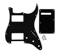 FLEOR 2 golpeadores Humbucker Cut HH ST Guard y placa trasera de trémolo para guitarra ST estándar americana, 3 capas, negro/blanco/negro