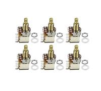 FLEOR 6 unidades A500K Push Push Bounce Interruptor Potenciómetro Audio Taper Poti Vástago de cobre largo dividido para guitarra eléctrica, bajo, regulador de volumen/tono