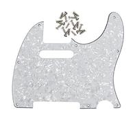 FLEOR 8 agujeros 4 capas blanco perla Pickguard placa protectora de corte de agujero de cuello de bobina simple con tornillos de montaje para sustituir la placa estándar TL TE estadounidense/mexicana.