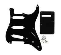 FLEOR 8 agujeros ST Pickguard SSS Style Scratchplate y Tremolo Cavity Cover y tornillo de montaje para guitarra Vintage ST, 1 capa negra