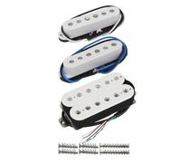 FLEOR Alnico 5 HSS Set Staggered Single-Coil + Humbucker Pickup Fit FD ST Guitarra eléctrica, cuello + centro + puente Pickup (14-15 K), color blanco